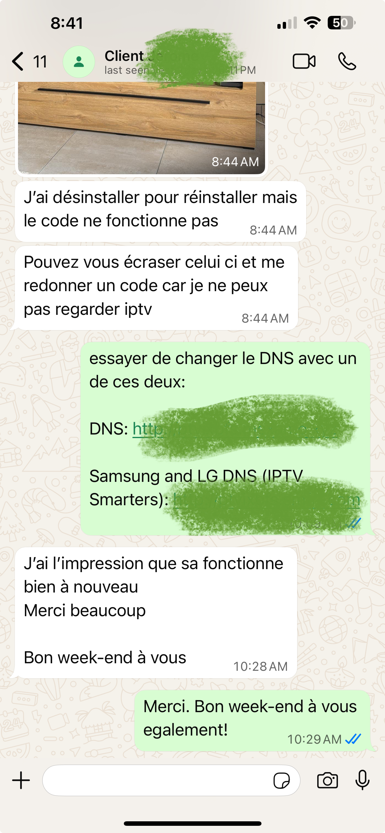 WhatsApp testimonial from Sarah K.