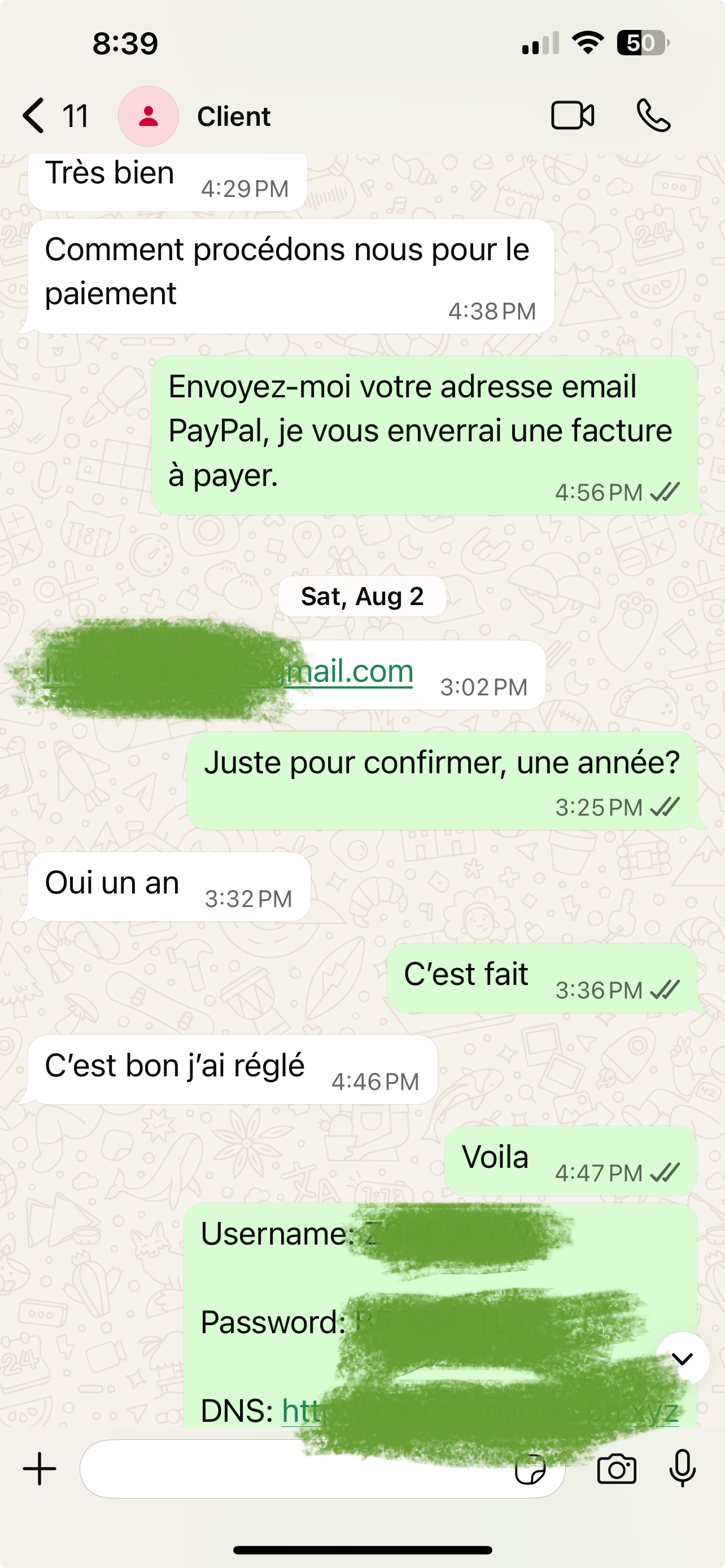 WhatsApp testimonial from Lisa W.